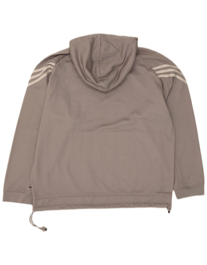 ADIDAS Mens Hoodie Jumper UK 42/44 Large Grey Polyester