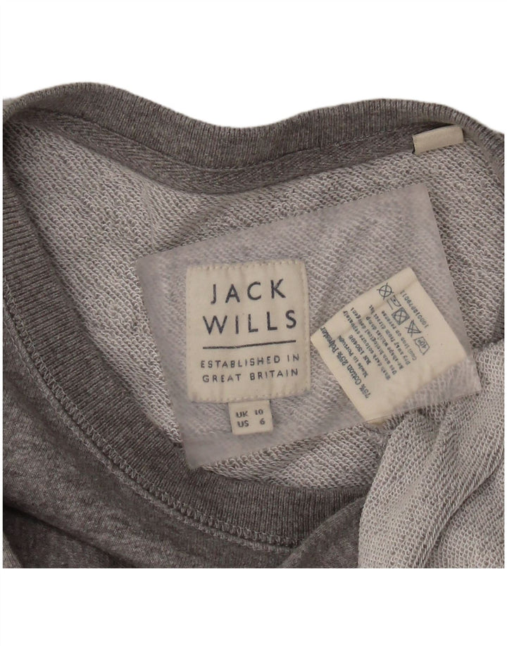 JACK WILLS Sudadera gráfica para mujer Jumper UK 10 Small Grey Cotton