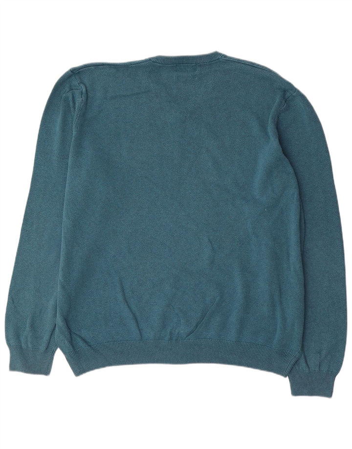Marks & Spencer - Jersey con cuello en V para hombre, talla 2XL, algodón azul