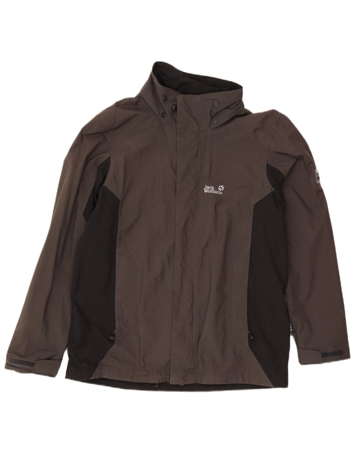 Jack Wolfskin Chaqueta impermeable para hombre ES 36/38 Marrón medio Poliamida color block