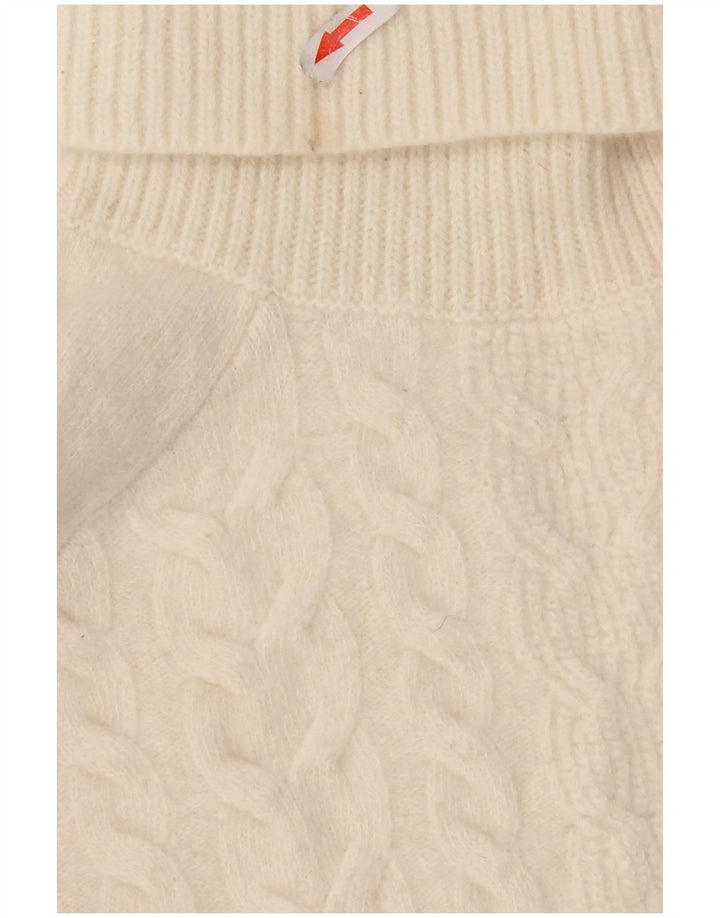 Reiss Suéter tipo jersey con cuello vuelto para mujer UK 14 Medium Off White Wool