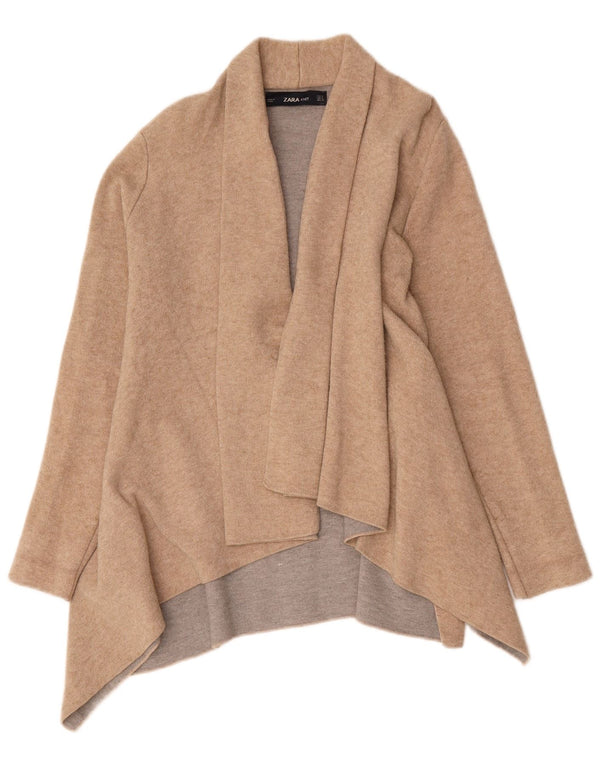 Zara Mujer Cárdigan Largo Asimétrico Suéter UK 44 Medio Beige