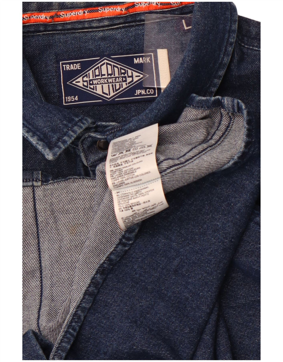 SUPERDRY Camisa vaquera para hombre de algodón azul marino grande