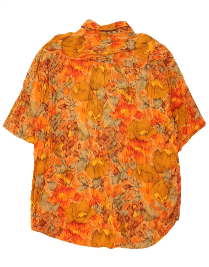 Wampum Camisa de manga corta para hombre grande naranja floral