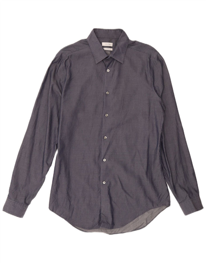 Calvin Klein Jeans Camisa para hombre Talla 15 1/2 Mediana Azul marino Espiga