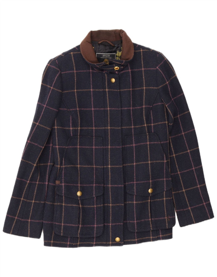 Chaqueta bomber para mujer Joules UK 12 Mediana Lana a cuadros azul marino