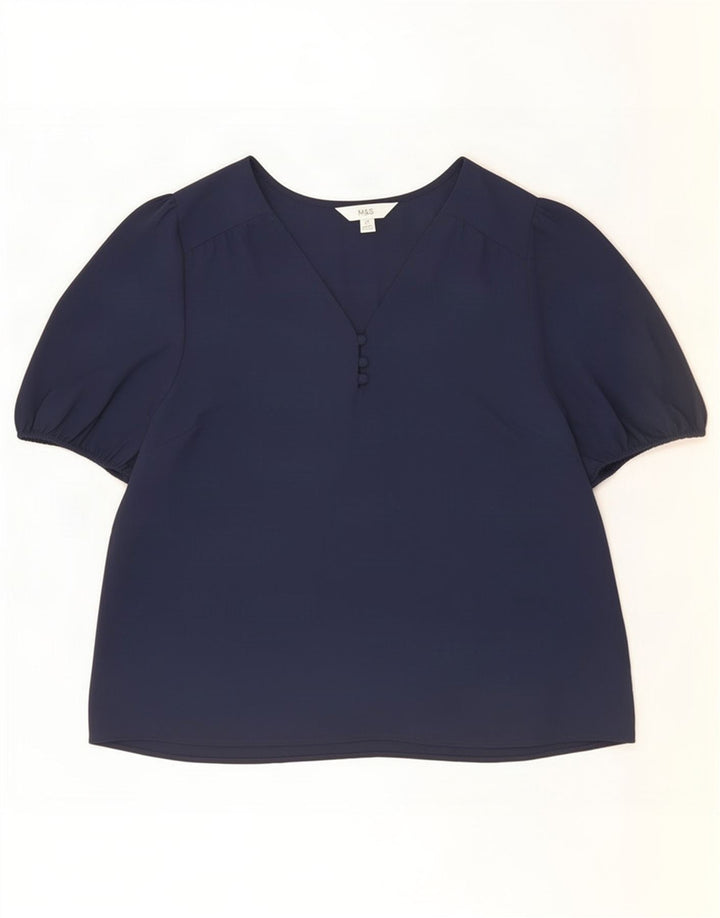 Marks & Spencer Blusa para mujer Top UK 44 Medio Azul marino Poliéster