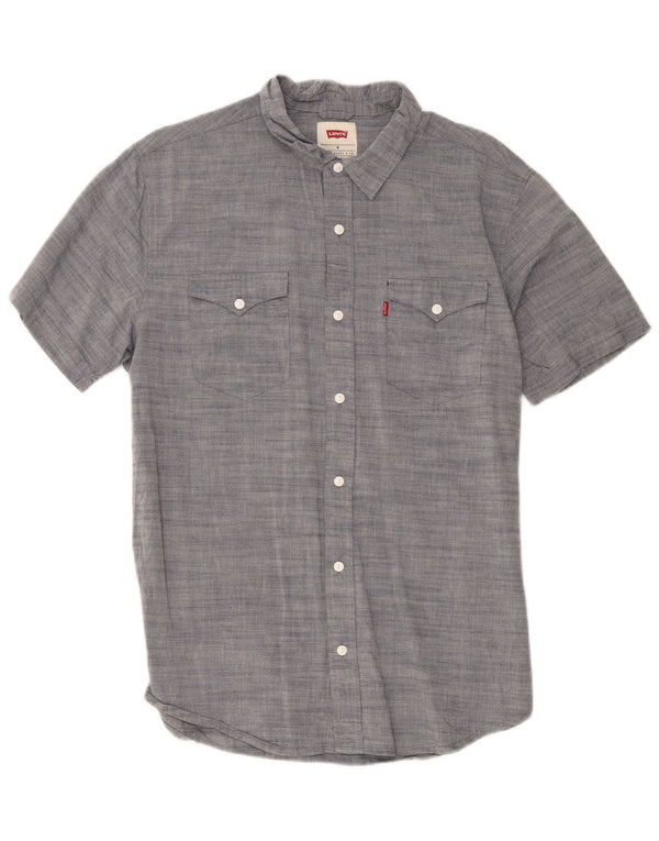 Camisa Levi's Hombre De Manga Corta De Algodón Moteado Gris Medio