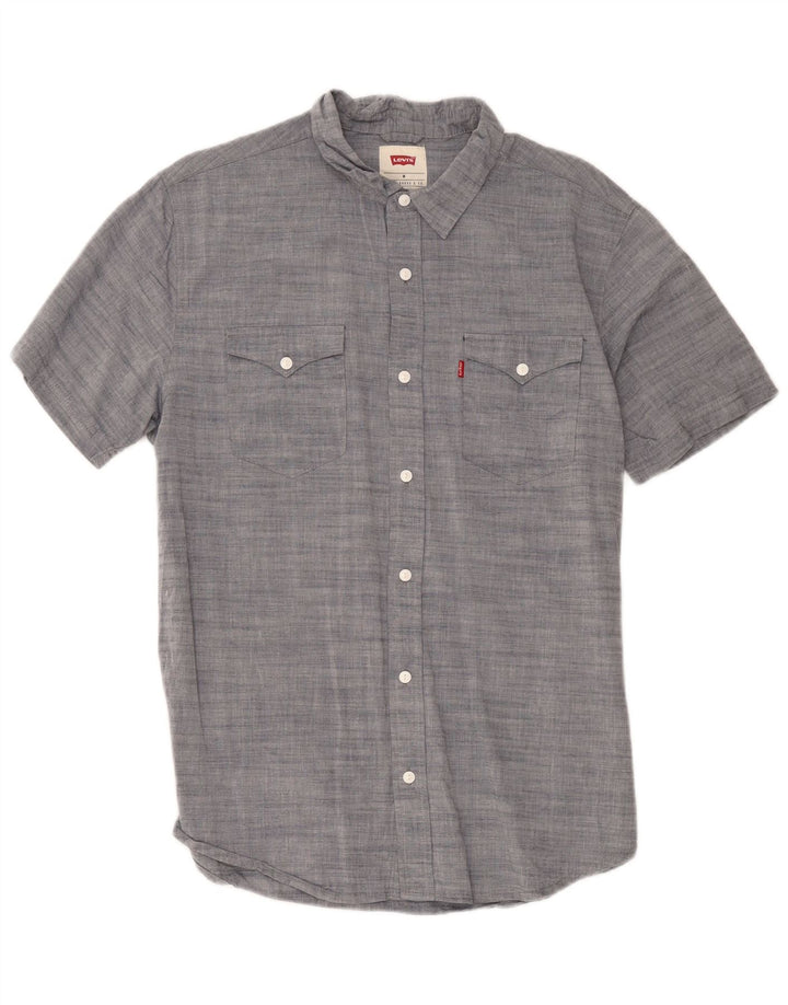Camisa Levi's Hombre De Manga Corta De Algodón Moteado Gris Medio