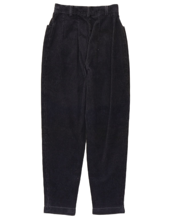 Vintage Womens High Waist Corduroy Trousers IT 40 Small W24 L26 Navy Blue