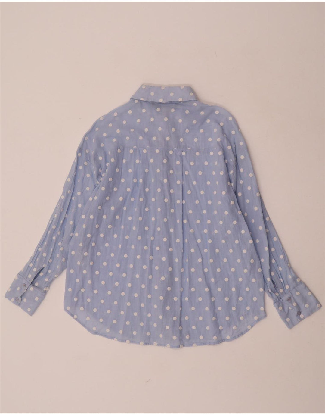 Zara Mujer Camisa UK 10 Small Azul Lunares Poliéster