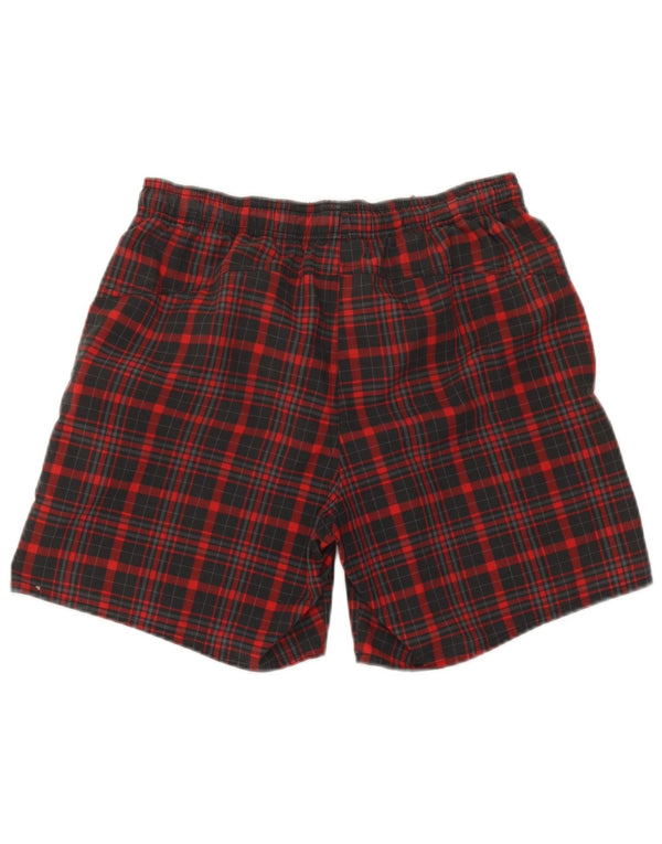 Adidas - Pantalones cortos deportivos para hombre, poliéster, cuadros rojos pequeños