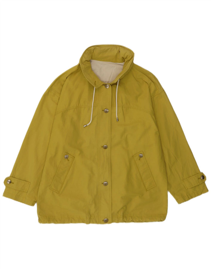 Vintage mujer con capucha chaqueta utilitaria Reino Unido 16 amarillo grande