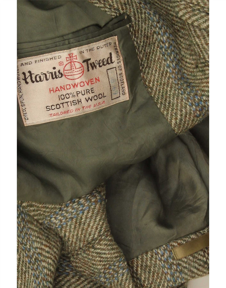 Harris Tweed Chaqueta tipo blazer de 3 botones para hombre UK 38 Medium Khaki Herringbone