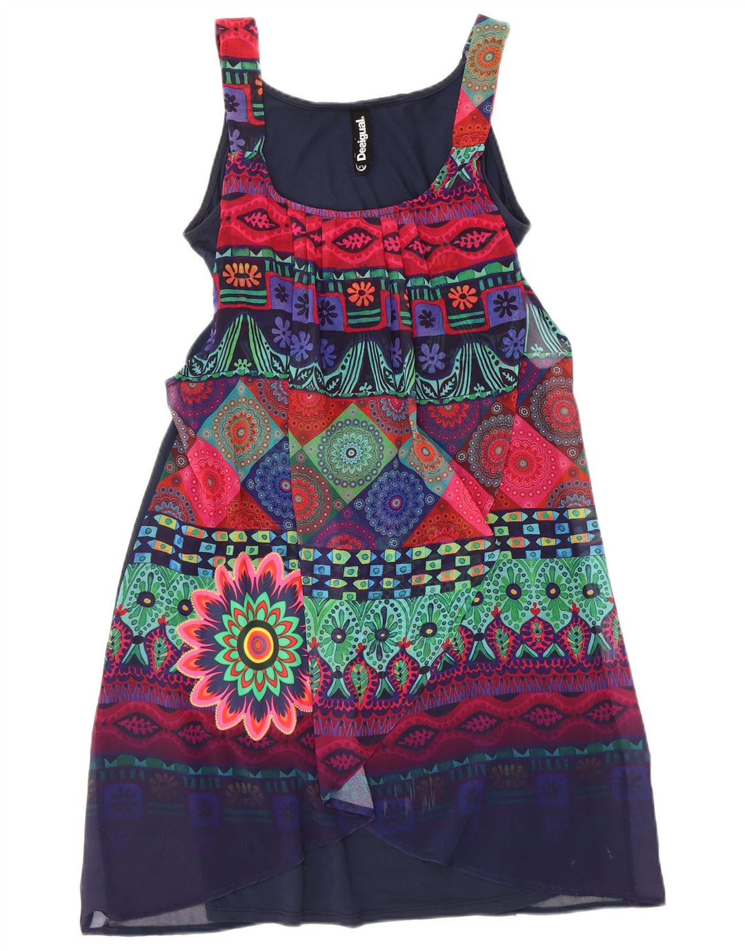 Desigual Vestido básico sin mangas con estampado abstracto para mujer EU 34 XS Azul marino