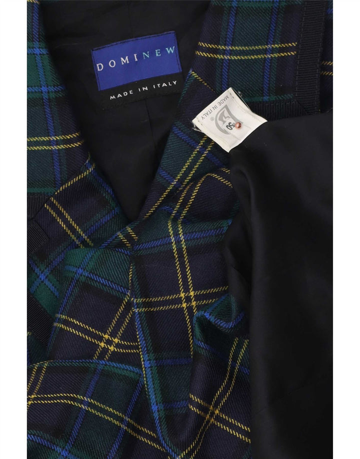Dominew Chaqueta Blazer de 3 Botones para Mujer IT 50 XL Lana Virgen a Cuadros Verdes
