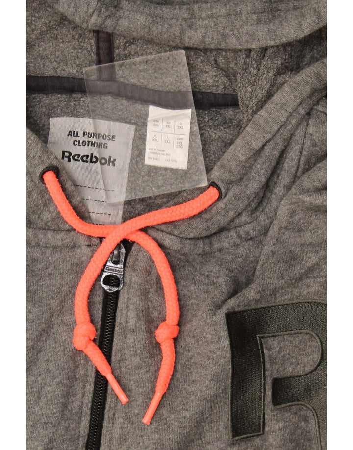 Reebok Sudadera con capucha y cremallera gráfica para hombre 2XL Gris