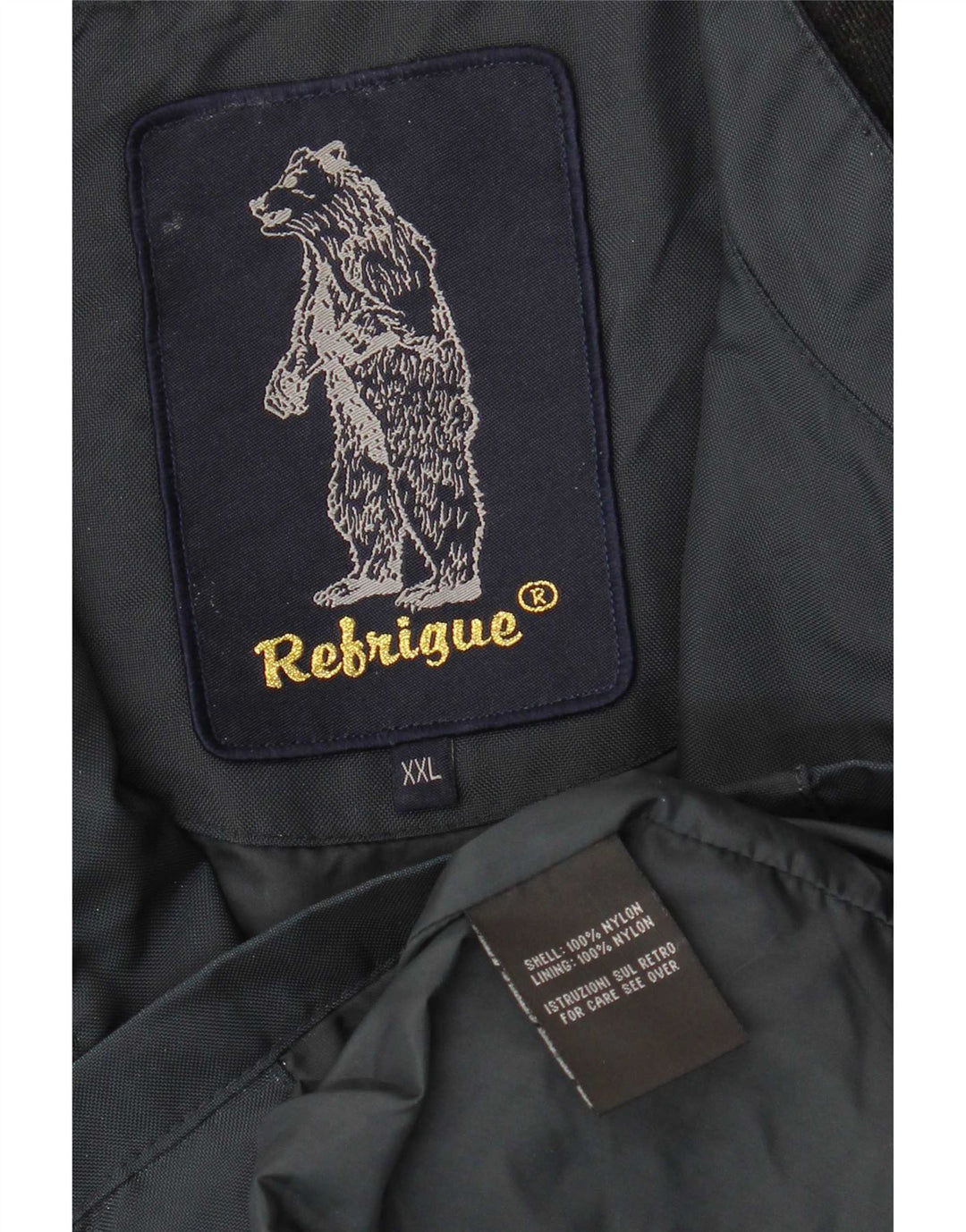 Refrigue Chaqueta bomber para hombre UK 44 2XL Azul marino Colorblock Nylon
