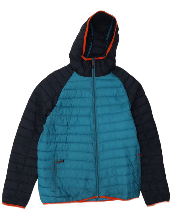 Jack Wolfskin Chaqueta acolchada con capucha para hombre UK 36/38 Medium Blue Colourblock