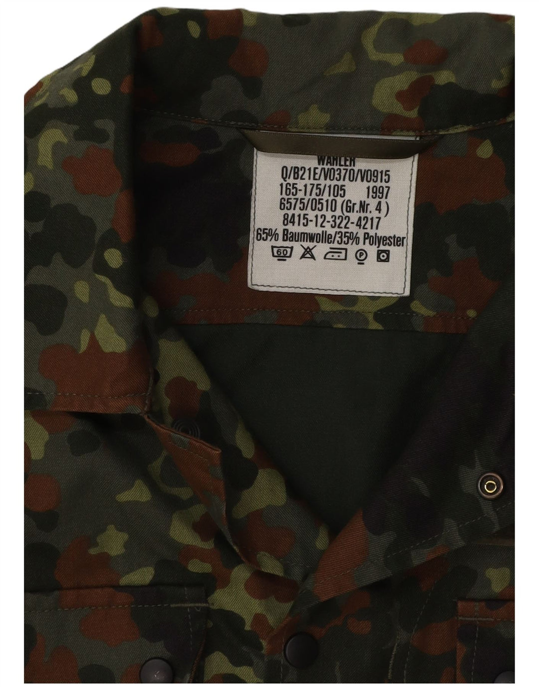 VINTAGE Chaqueta militar para hombre Reino Unido 40 Algodón de camuflaje caqui grande