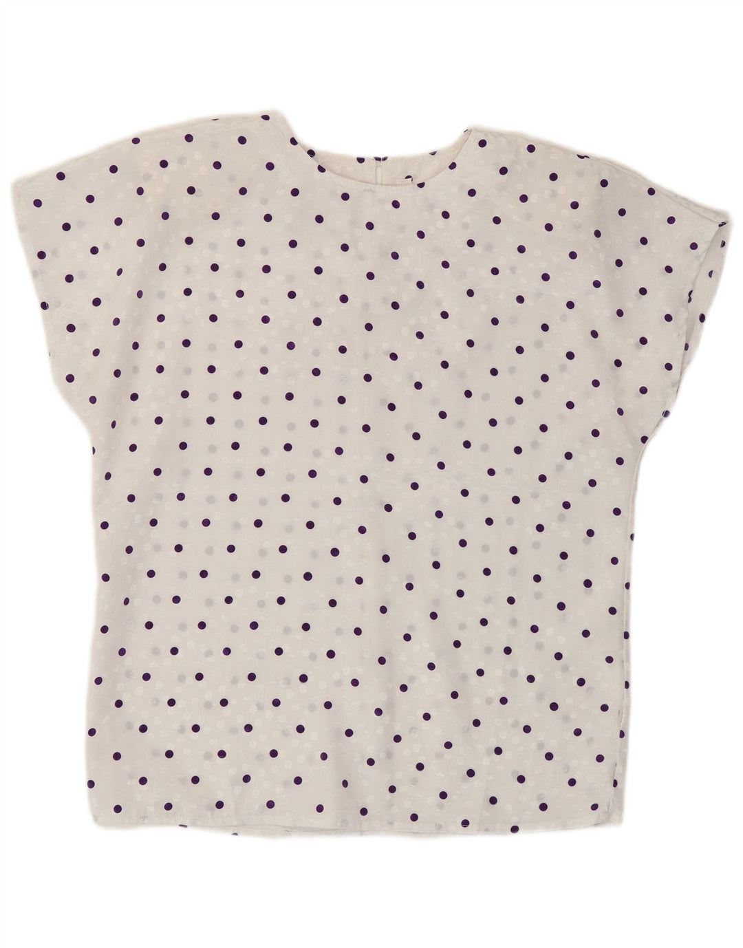 VINTAGE Womens Blouse Top US 10 Large White Polka Dot Polyester