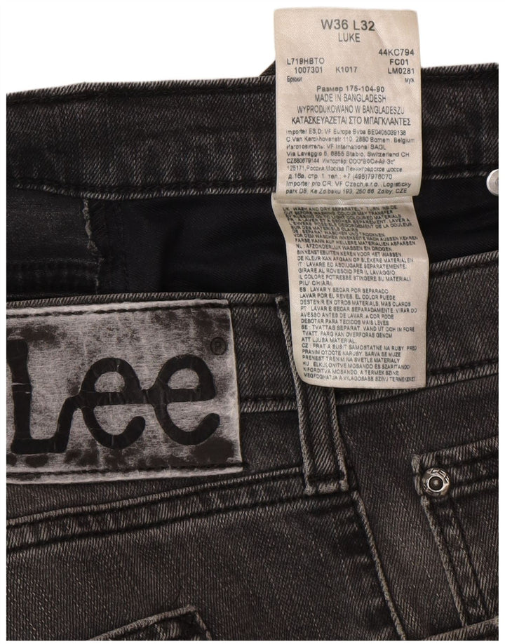 Lee Mens Luke Vaqueros Slim Desgastados W36 L32 Algodón Gris