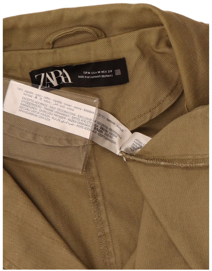 Zara Chaqueta Militar Utilitaria para Mujer UK 44 Algodón Caqui Mediano