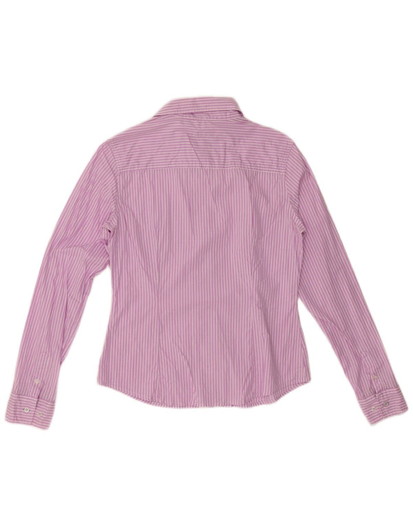 BENETTON Womens Shirt UK 14 Medium Purple Striped