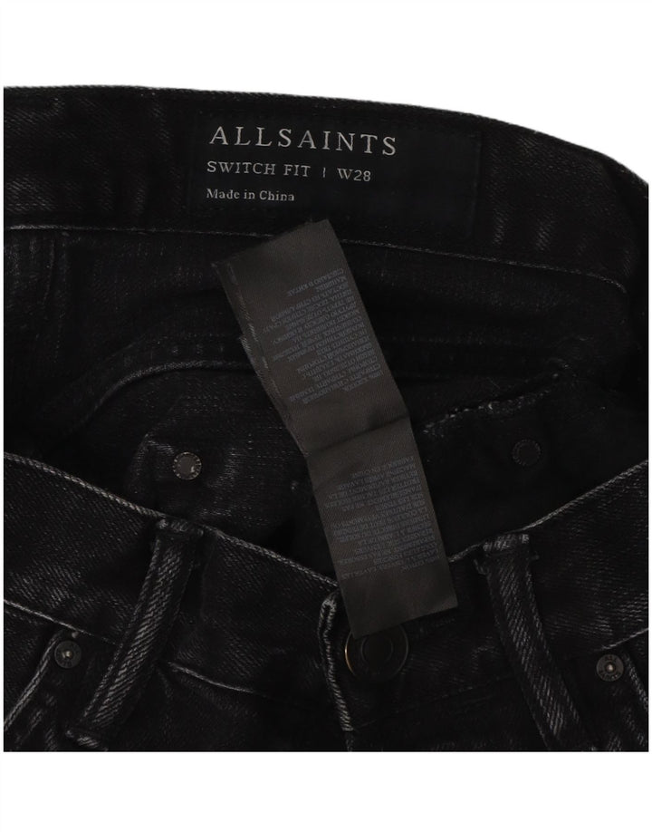 All Saints Pantalones cortos de mezclilla con ajuste interruptor para hombre W28 Algodón negro mediano