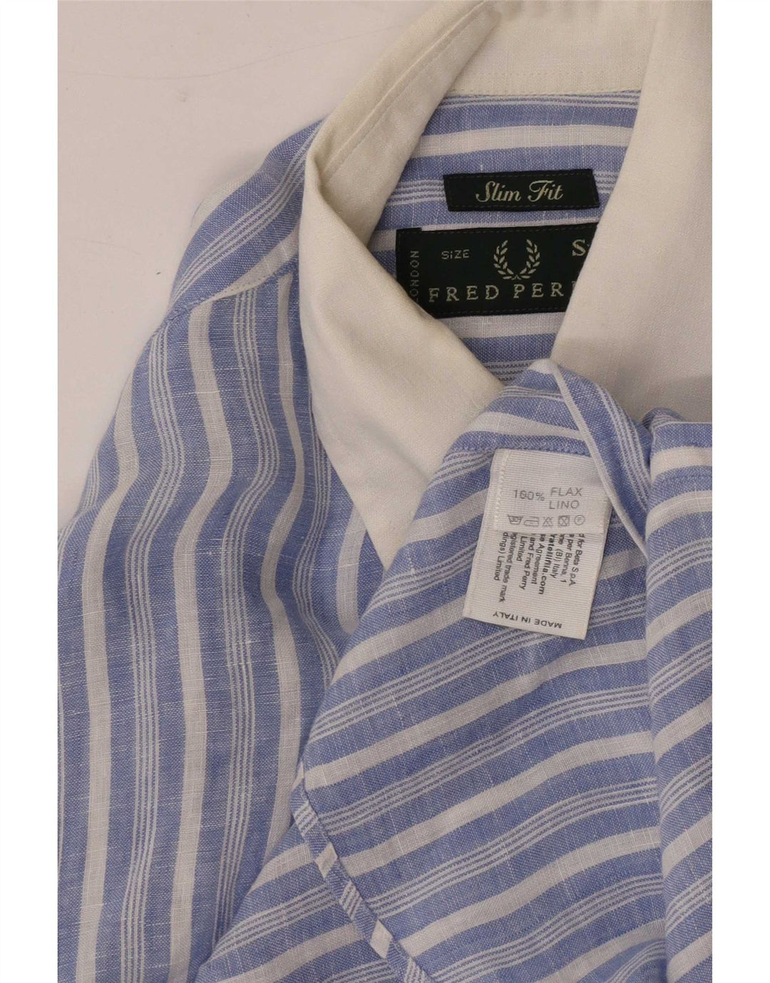 Camisa Fred Perry Hombre Slim Fit De Lino A Rayas Azul Pequeña