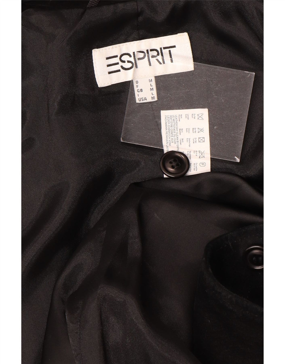 Esprit Chaqueta Blazer de Ante con 3 Botones para Mujer UK 44 Cuero Negro Mediano