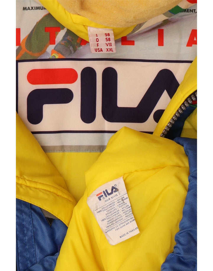 FILA Chaqueta de esquí con capucha para hombre IT 58 3XL Poliamida azul color block
