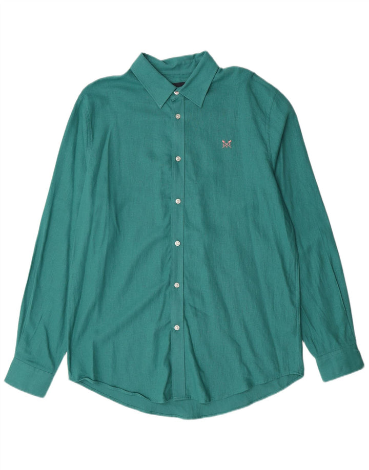 Crew Clothing Camisa Hombre Lino Verde Medio