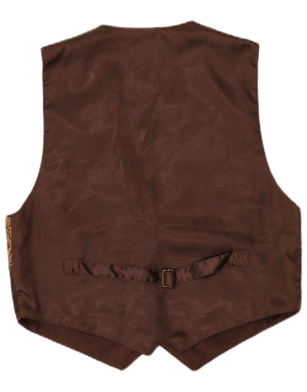 Chaleco vintage para hombre de cuero paisley marrón grande