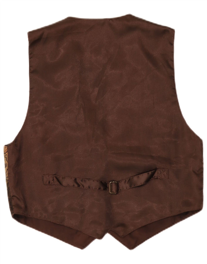 Chaleco vintage para hombre de cuero paisley marrón grande