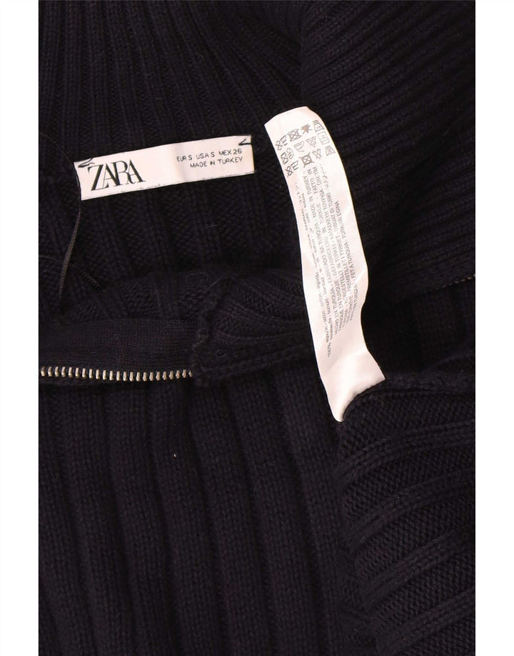 Zara Hombre Regular Fit Zip Neck Jumper Sweater Small Azul Marino Algodón