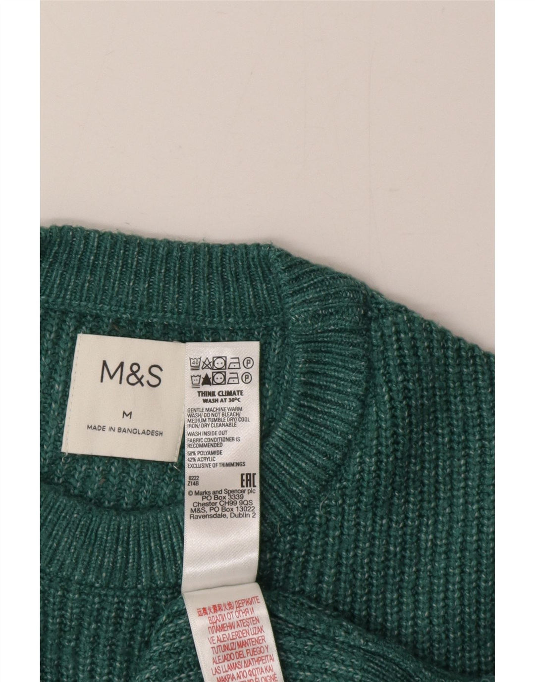 Marks & Spencer Jersey de cuello redondo para hombre Poliéster verde medio