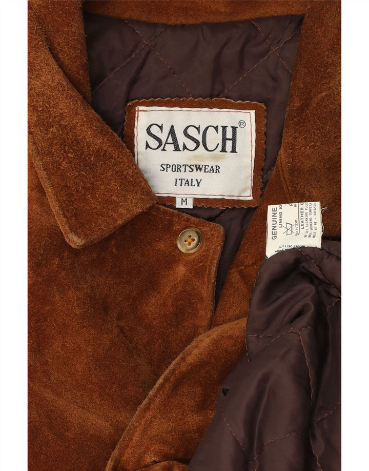 Sasch Chaqueta de ante para hombre UK 38 Cuero marrón medio