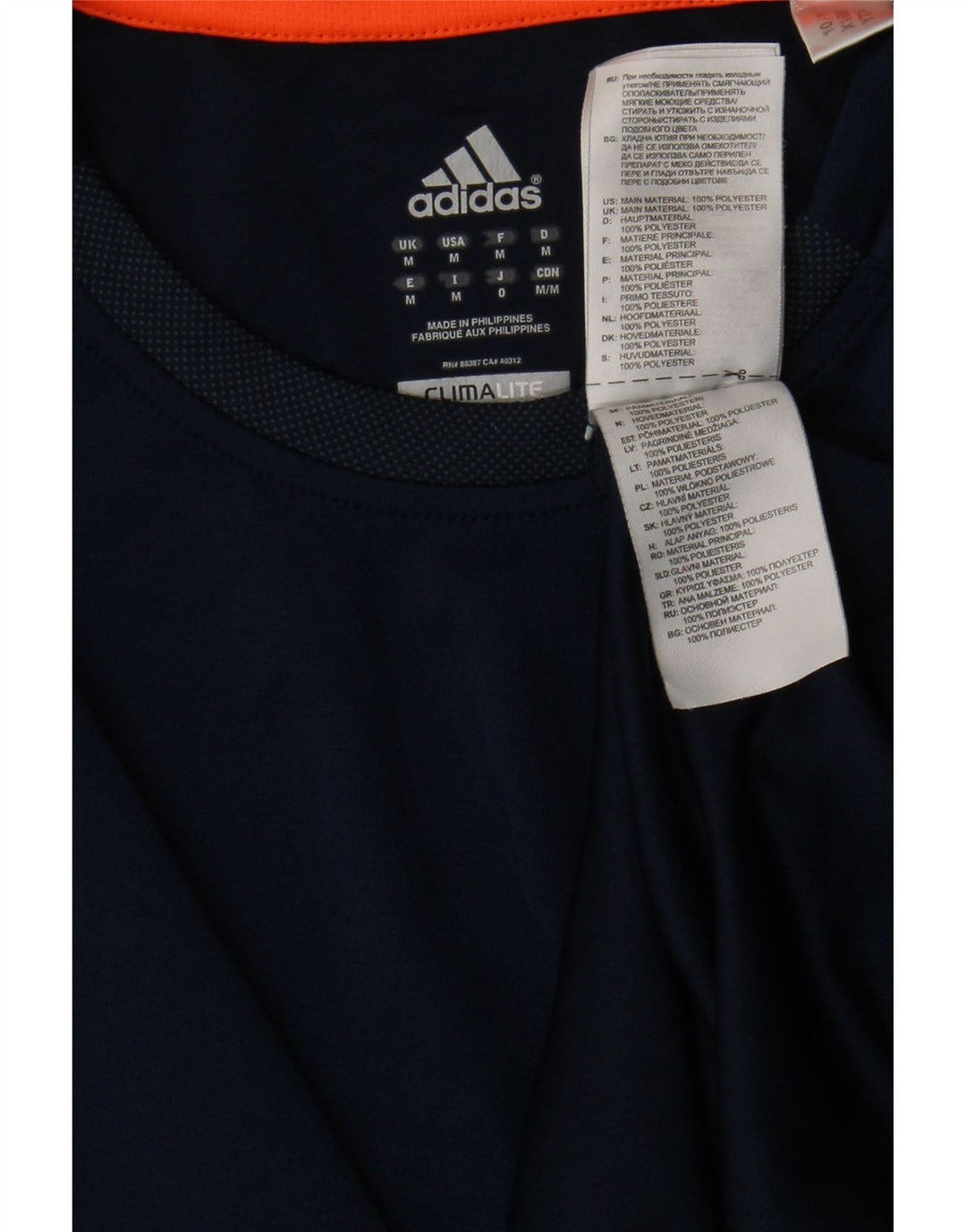 Adidas Hombre Climalite Camiseta Top Medio Azul Marino Poliéster