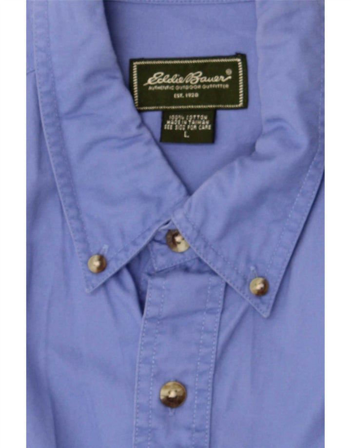 Eddie Bauer Camisa para hombre grande de algodón azul