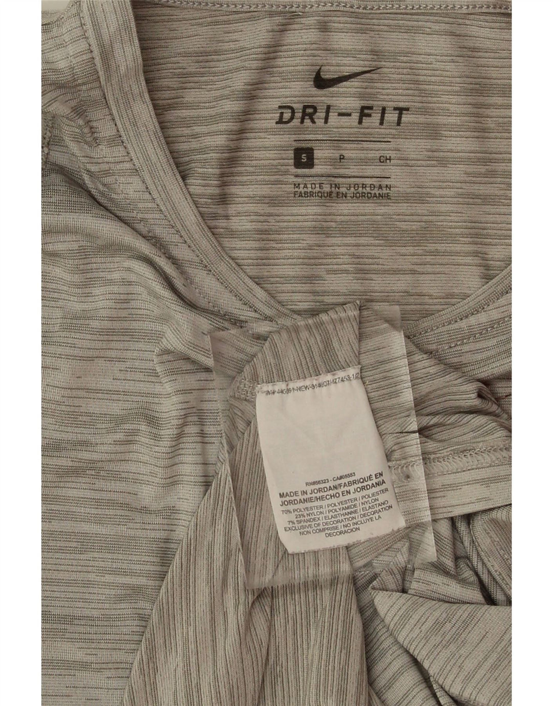 NIKE Mens Dri Fit Top Long Sleeve Small Grey Pinstripe Polyester Vintage Nike and Second-Hand Nike from Messina Hembry 