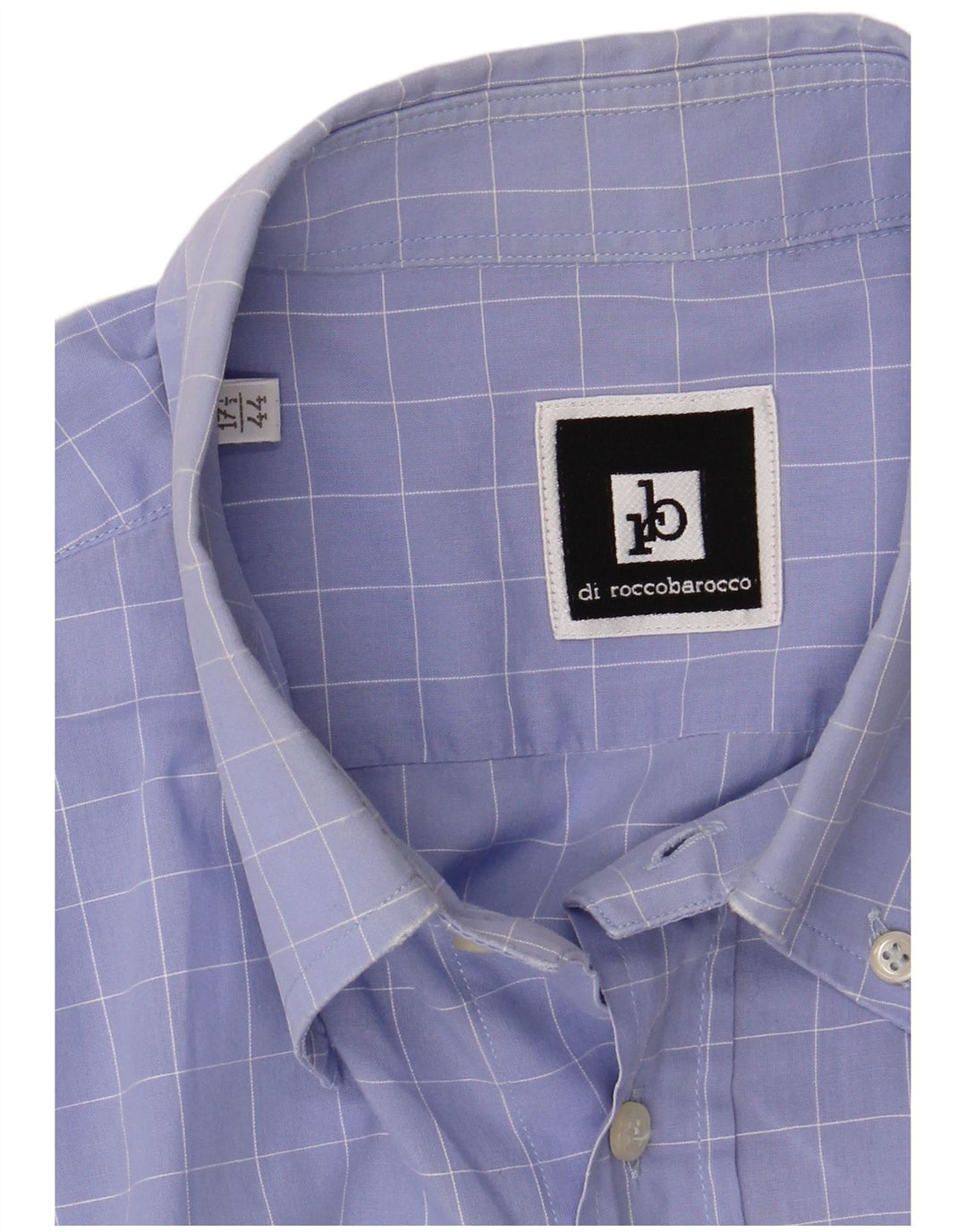 Roccobarocco Camisa para hombre Talla 44 17 1/2 XL Cuadro azul