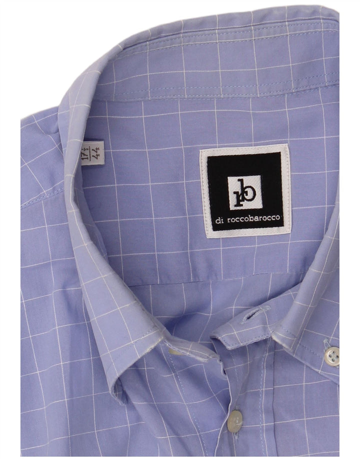 Roccobarocco Camisa para hombre Talla 44 17 1/2 XL Cuadro azul
