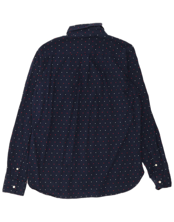 SUPERDRY Camisa de corte regular para hombre de algodón con lunares azul marino grande