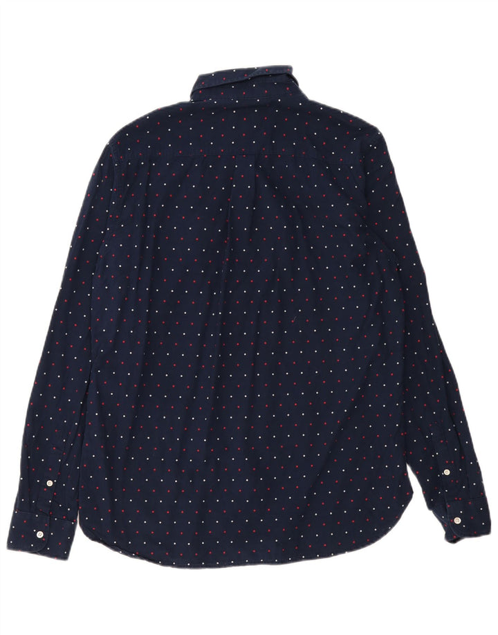 SUPERDRY Camisa de corte regular para hombre de algodón con lunares azul marino grande