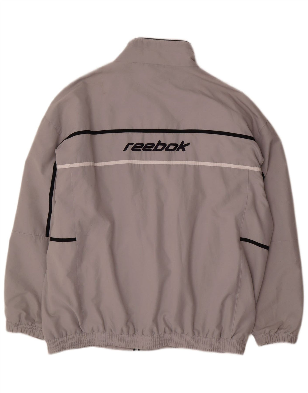 Reebok - Chaqueta de chándal con gráfico para hombre, poliéster color block, color gris grande