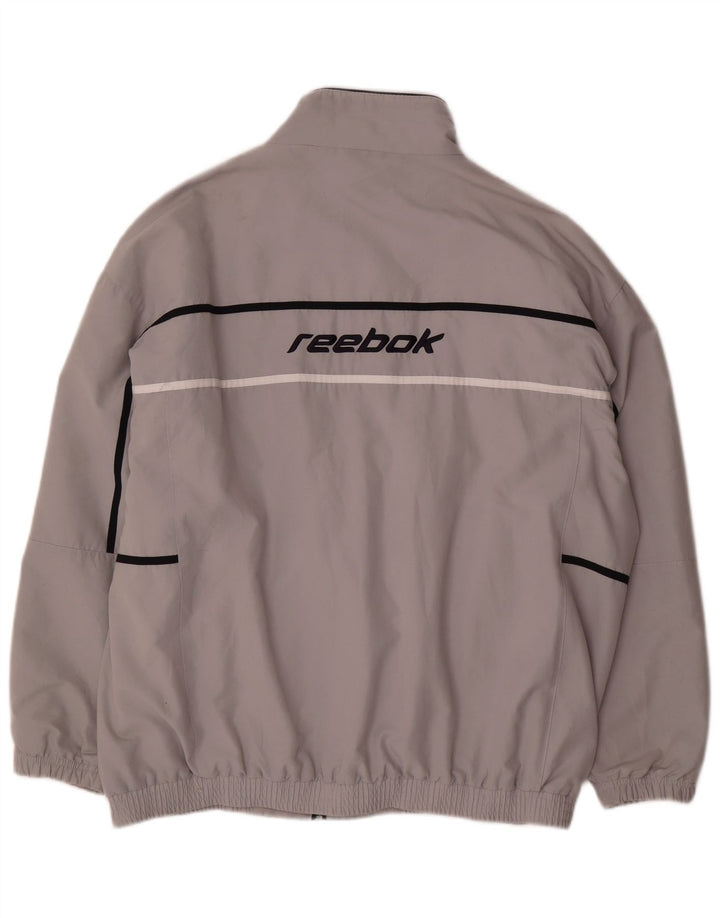 Reebok - Chaqueta de chándal con gráfico para hombre, poliéster color block, color gris grande