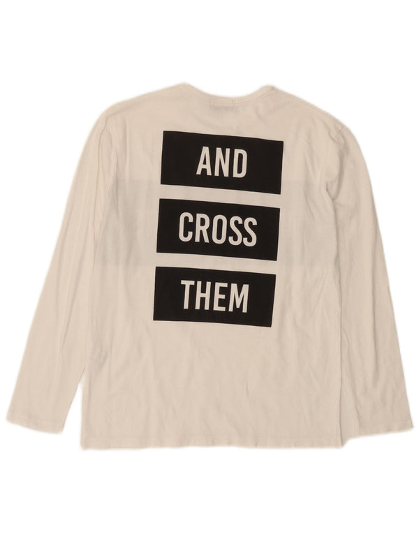 Zara Boys Top gráfico manga larga 9-10 años Algodón color block blanco