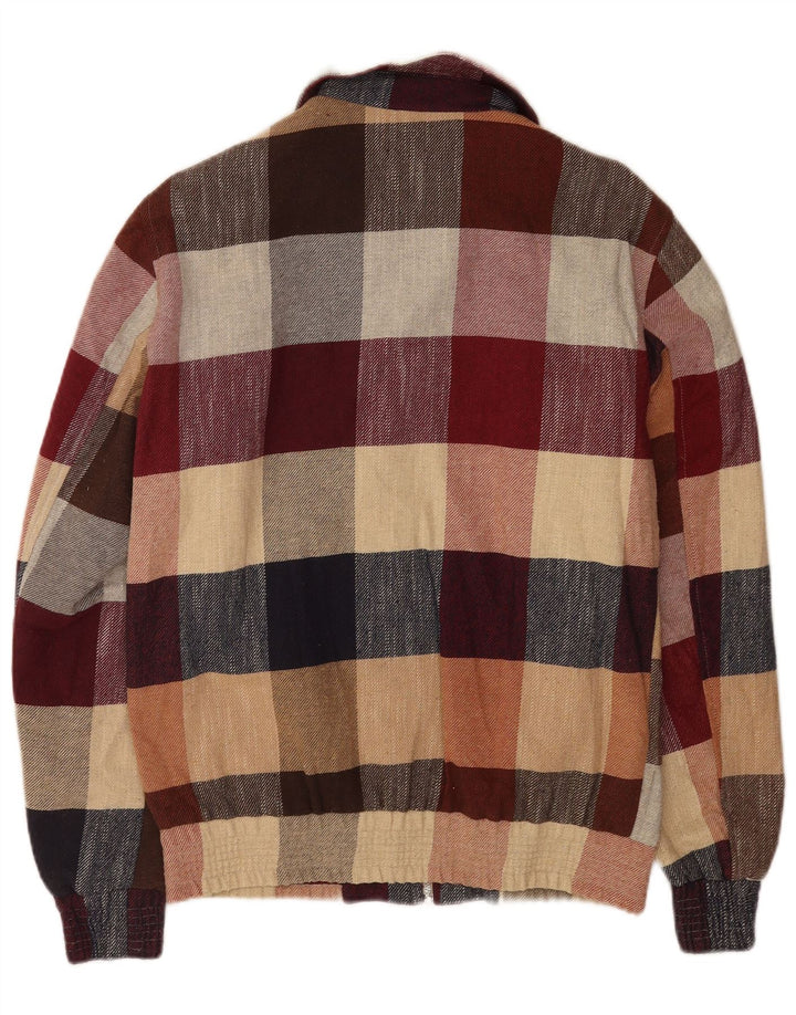 Zara Mens Bomber Jacket UK 38 Medium Algodón a cuadros multicolor