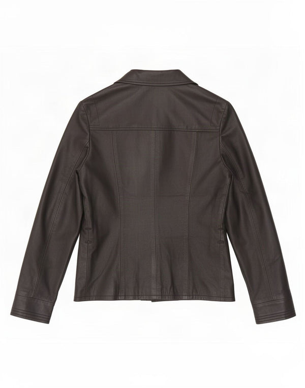 Settore Chaqueta Blazer de Cuero con 3 Botones para Mujer UK 42 Mediano Negro